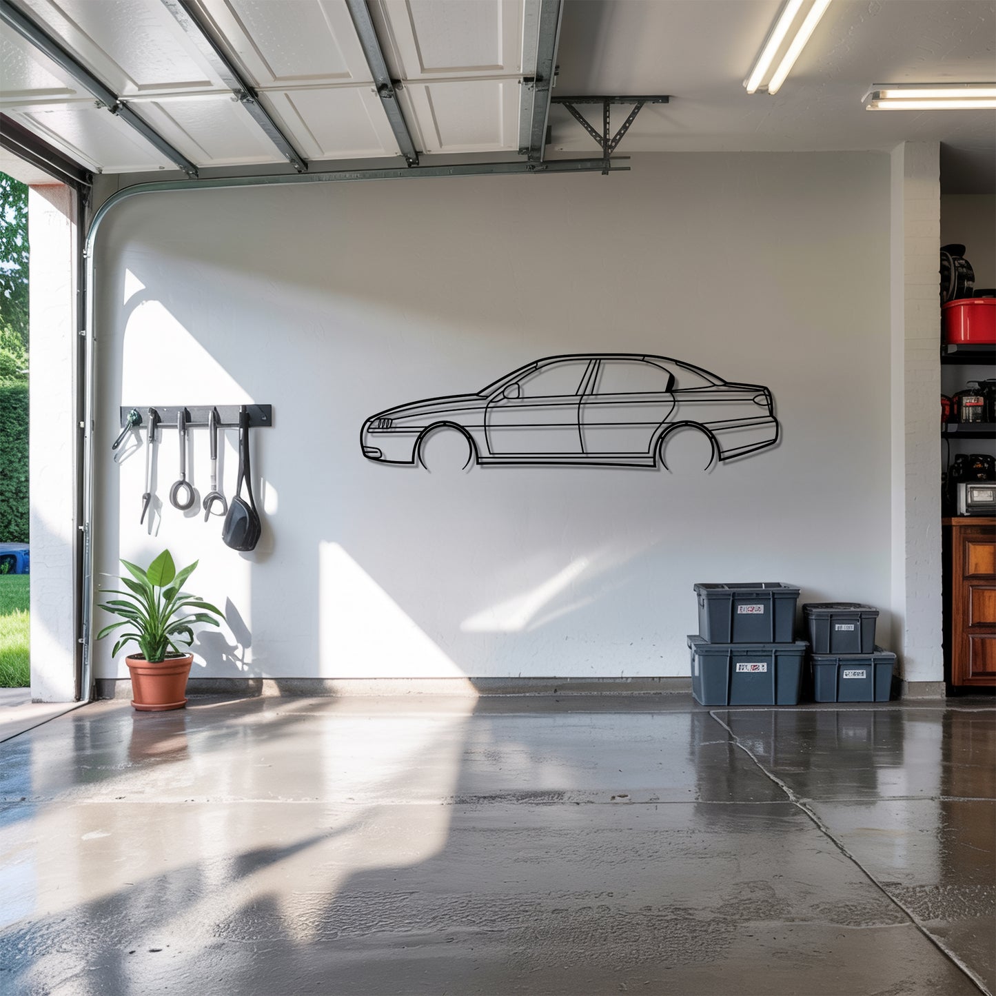 Alfa 166 Detailed - Car Metal Silhouette Wall Art - Car Enthusiast Gift - Laser-cut Garage Decor