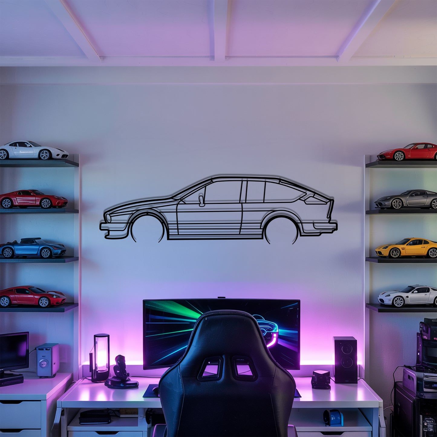 Alfa GTV6 Detailed - Car Metal Silhouette Wall Art - Car Enthusiast Gift - Laser-cut Garage Decor