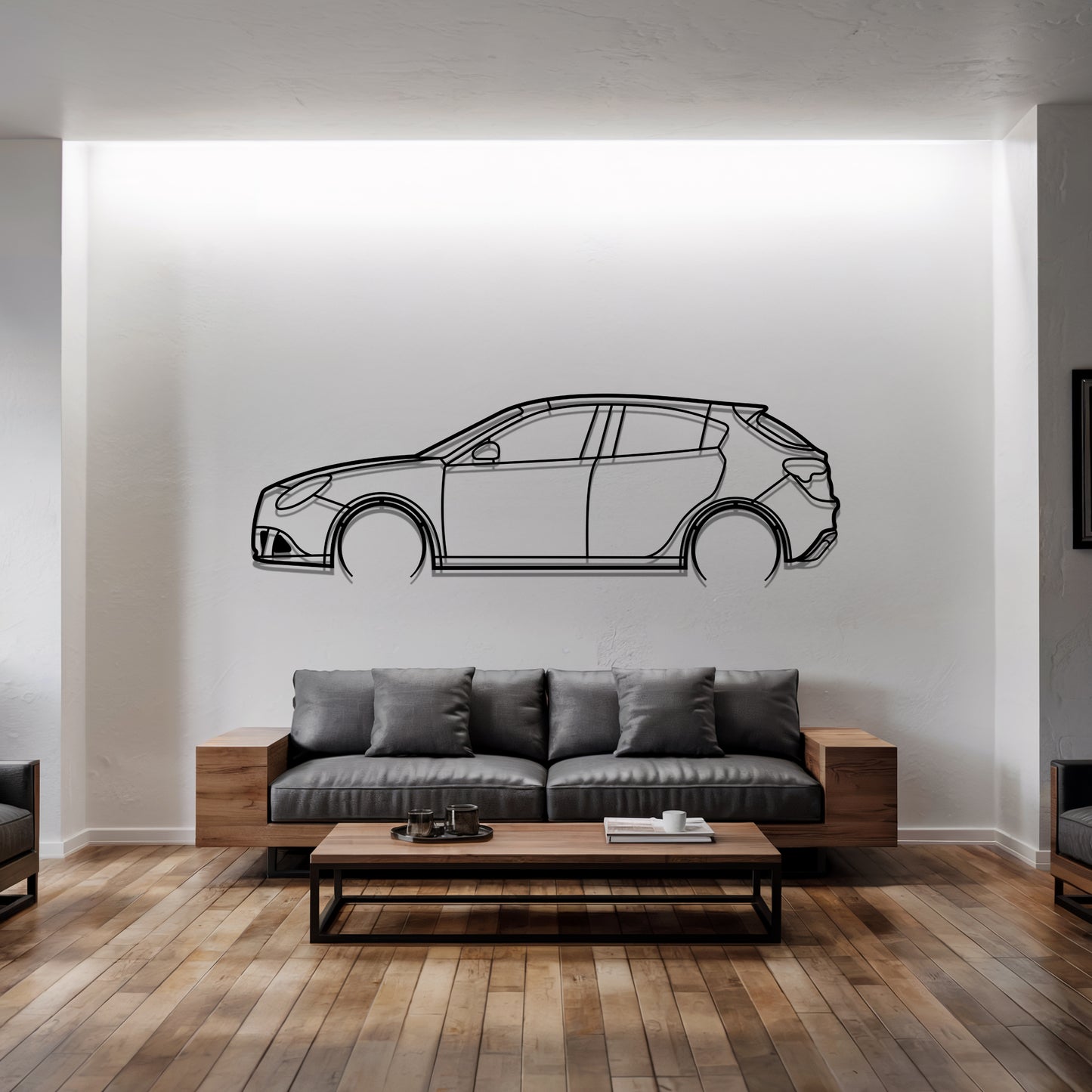 Alfa Giulietta QV  Detailed - Car Metal Silhouette Wall Art - Car Enthusiast Gift - Laser-cut Garage Decor