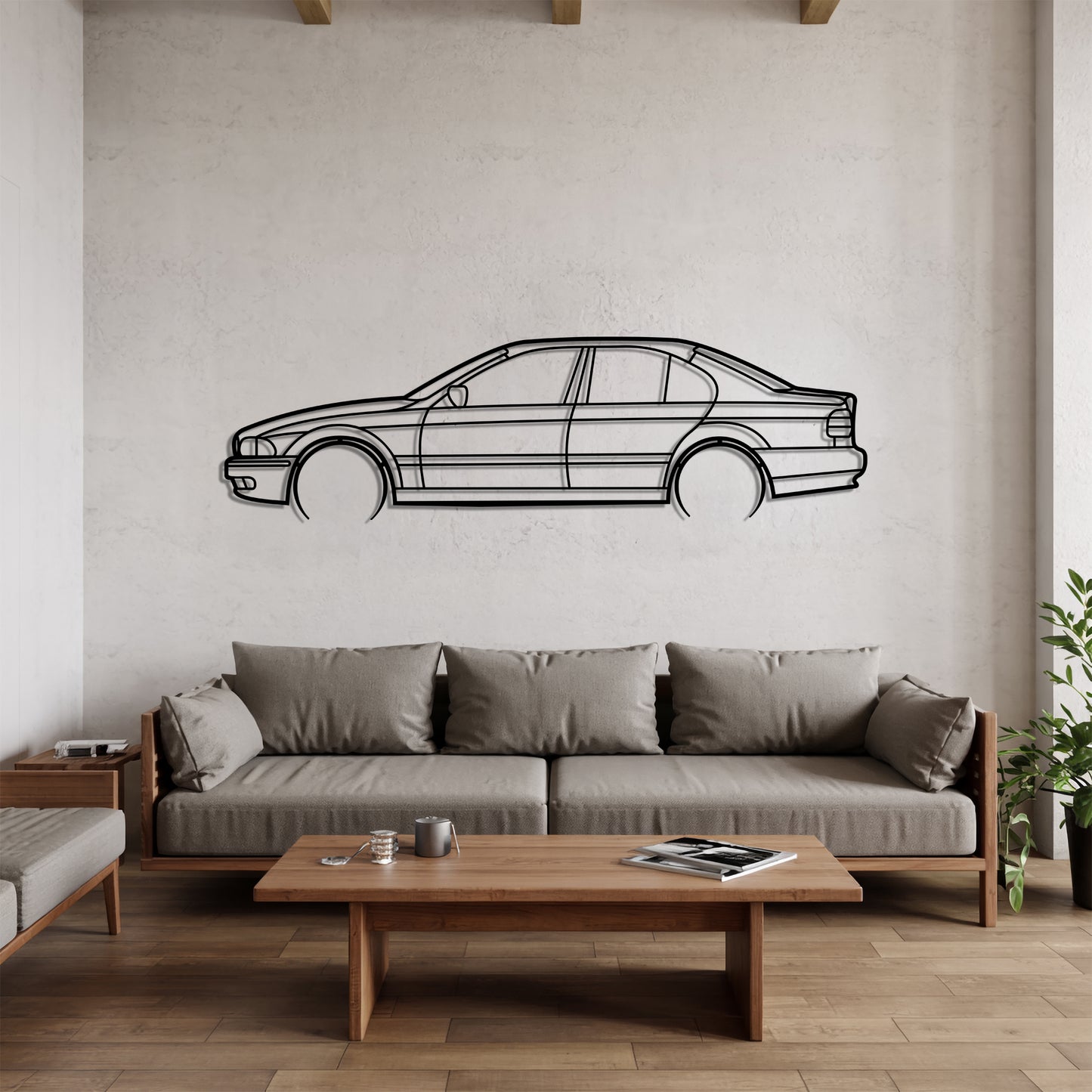 5-series E39 Detailed - Car Metal Silhouette Wall Art - Car Enthusiast Gift - Laser-cut Garage Decor
