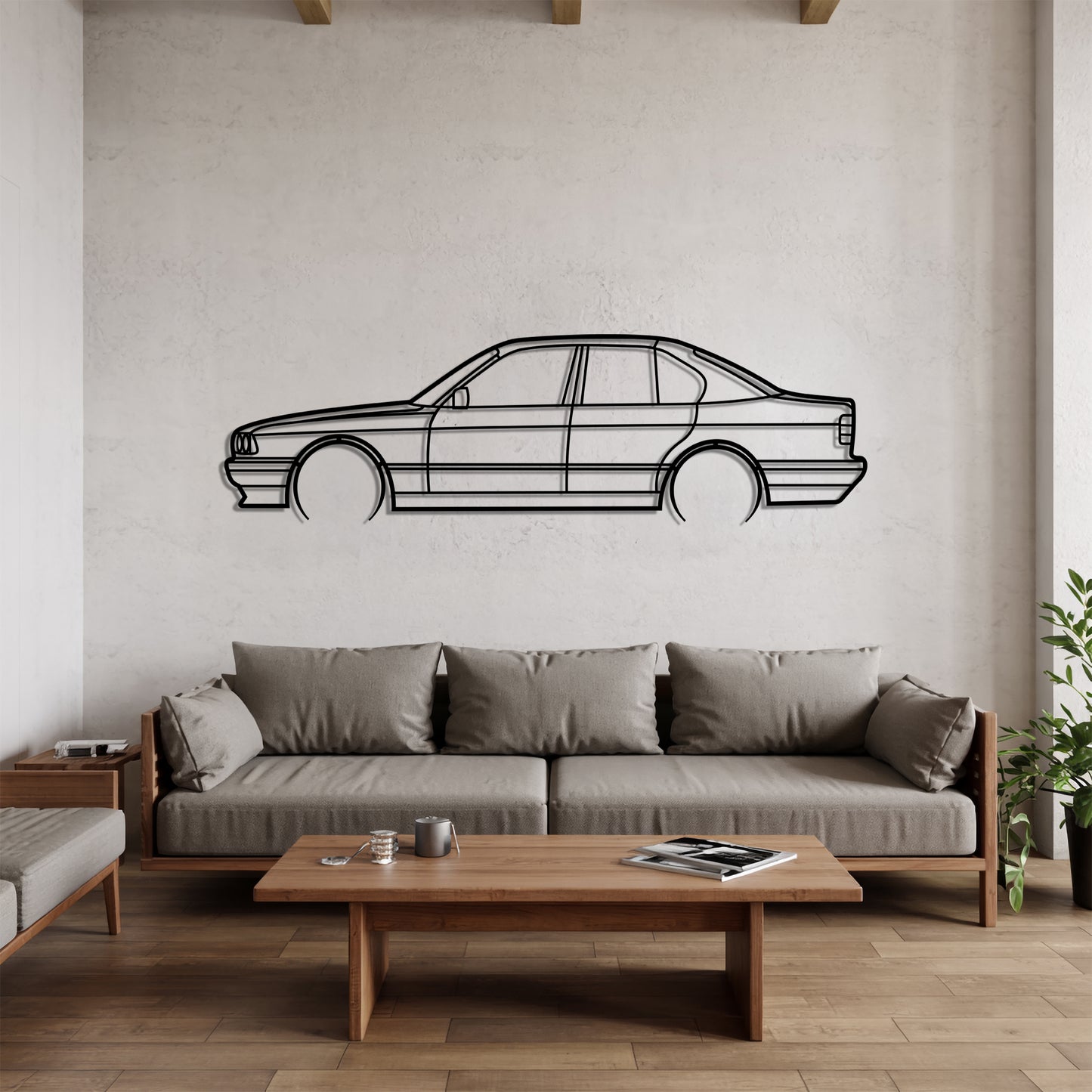 E34 Detailed - Car Metal Silhouette Wall Art - Car Enthusiast Gift - Laser-cut Garage Decor