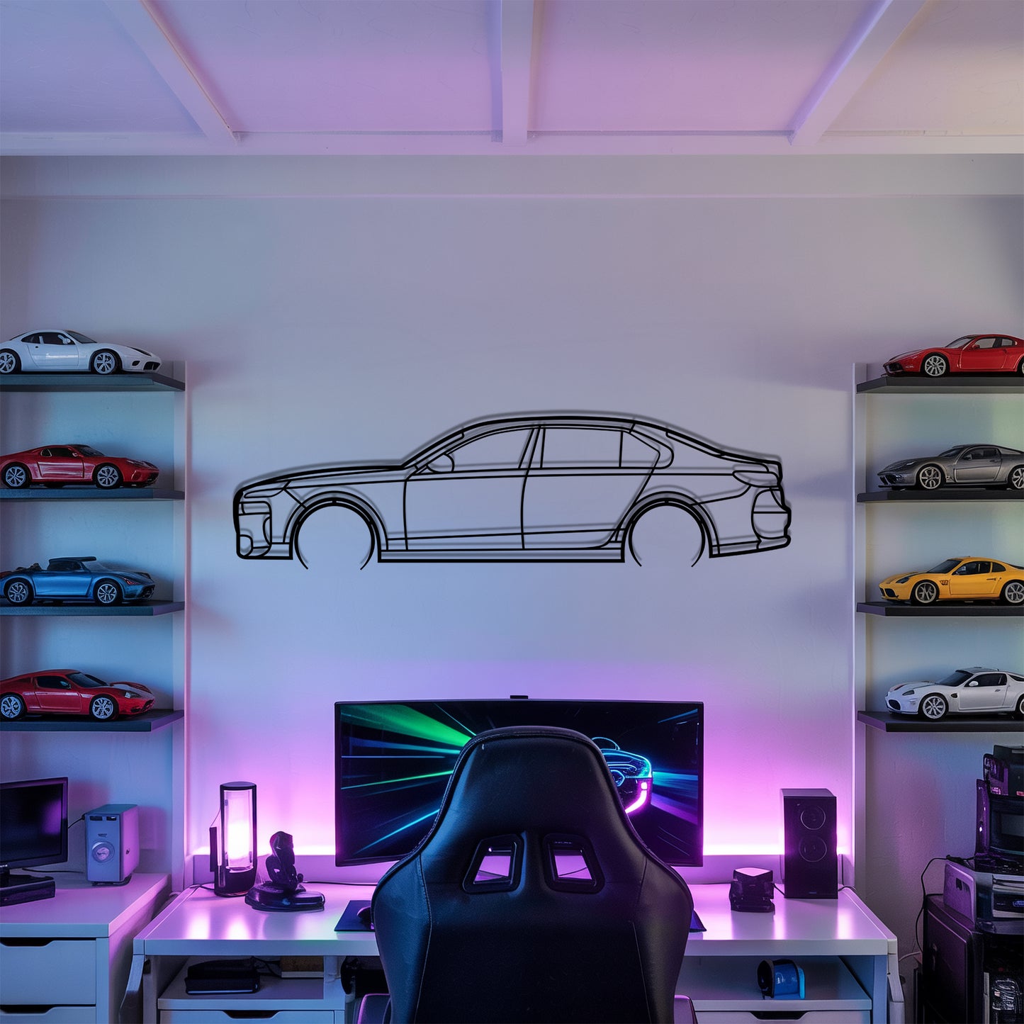 i7 Detailed - Car Metal Silhouette Wall Art - Car Enthusiast Gift - Laser-cut Garage Decor