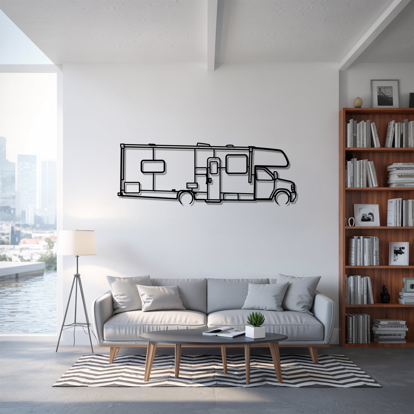 Freelander 27QB - Camper/RV Silhouette - Motorhome Metal Wall Art - Laser-Cut Camping Decor - Road Trip Life