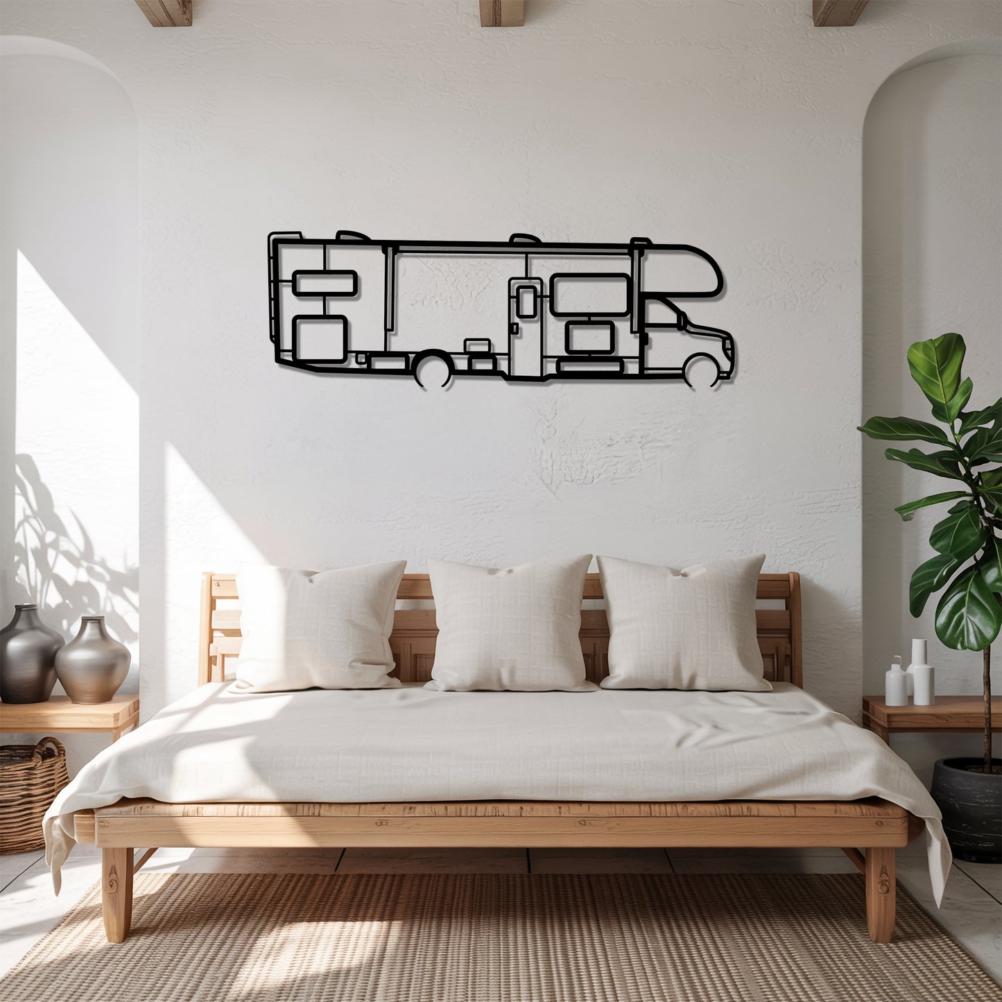 Four Winds 31E - Camper/RV Silhouette - Motorhome Metal Wall Art - Laser-Cut Camping Decor - Road Trip Life