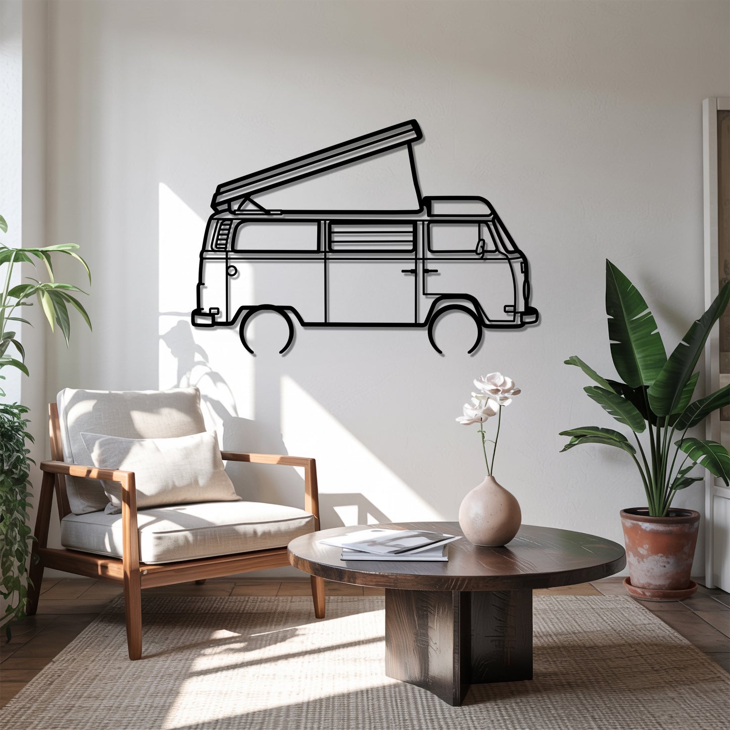 Westfalia T2 pop-top - Camper/RV Silhouette - Motorhome Metal Wall Art - Laser-Cut Camping Decor - Road Trip Life