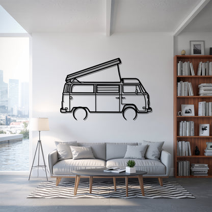 Westfalia T2 pop-top - Camper/RV Silhouette - Motorhome Metal Wall Art - Laser-Cut Camping Decor - Road Trip Life