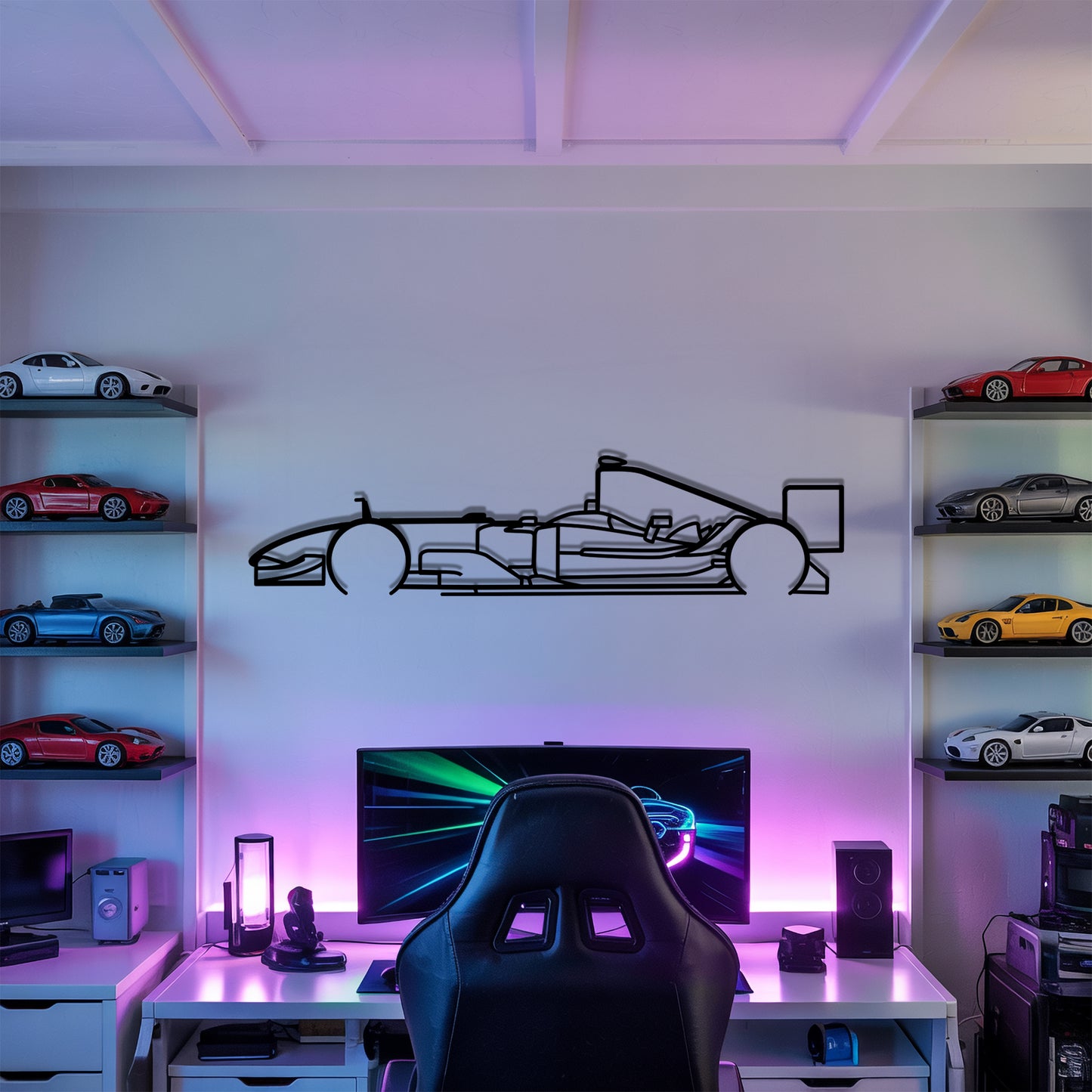 F2004 V10 F1 - Grand Prix-Style Racing Car Silhouette - Minimalist Metal Wall Art - Laser-Cut Steel Decor