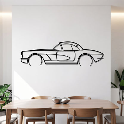 Corvette C1 Detailed - Car Metal Silhouette Wall Art - Car Enthusiast Gift - Laser-cut Garage Decor