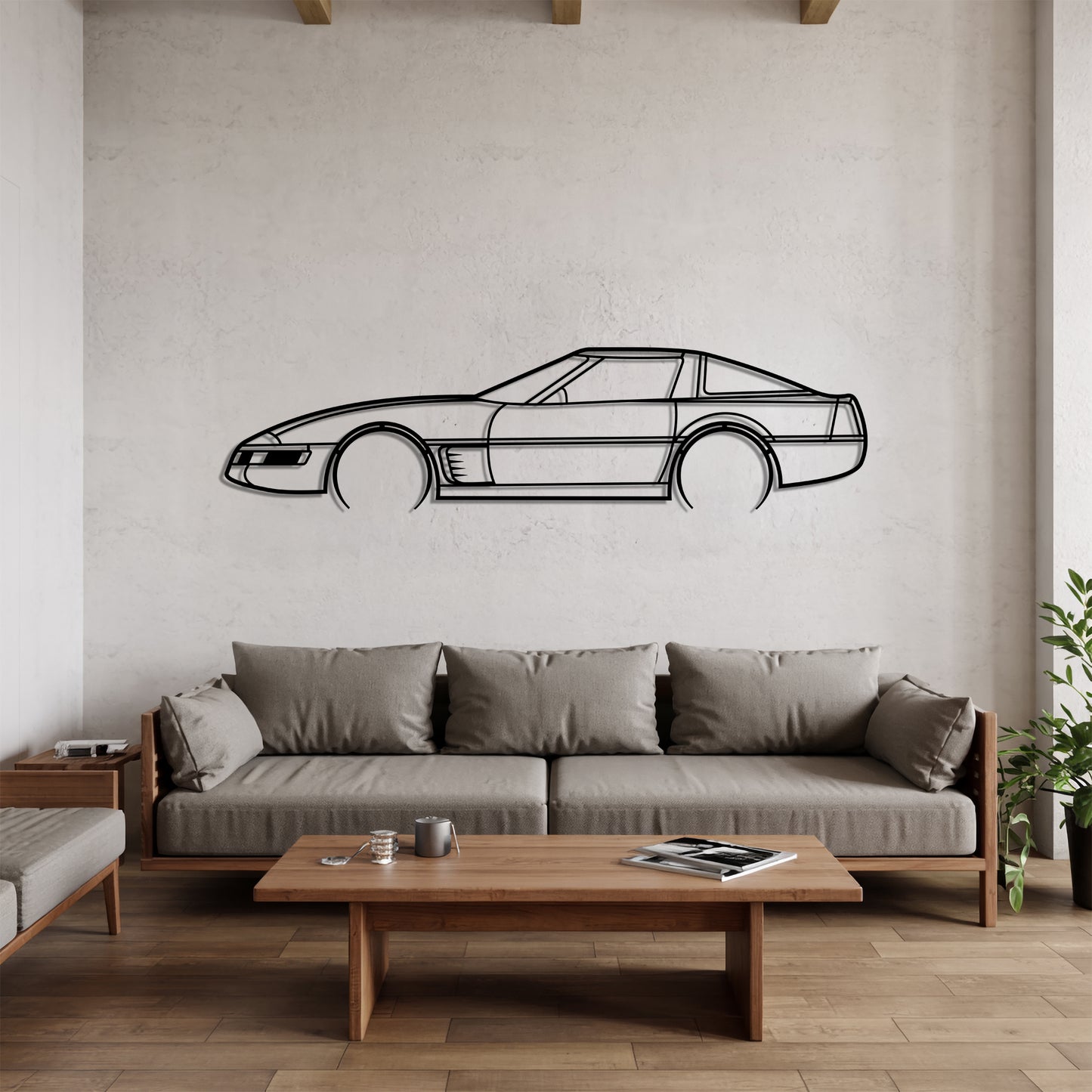 Corvette C4 Detailed - Car Metal Silhouette Wall Art - Car Enthusiast Gift - Laser-cut Garage Decor
