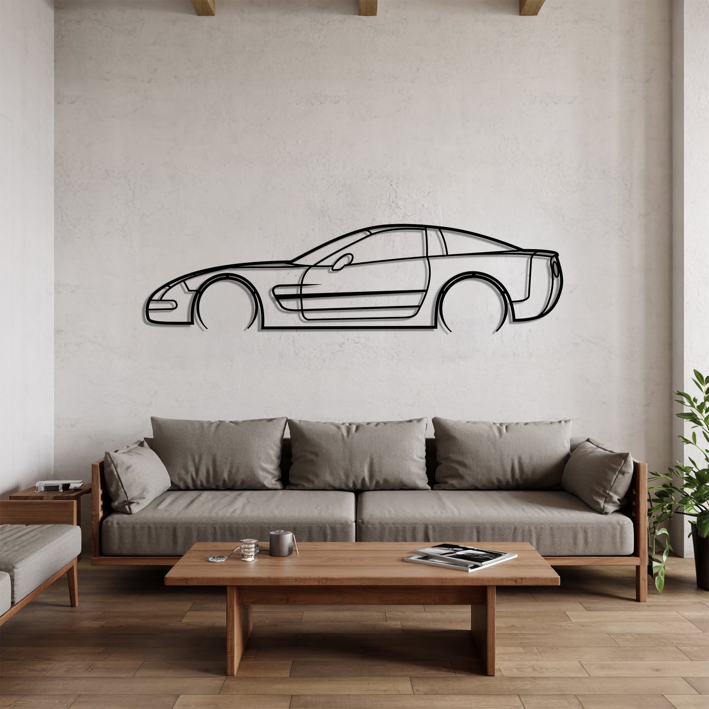 Corvette C5 Detailed - Car Metal Silhouette Wall Art - Car Enthusiast Gift - Laser-cut Garage Decor