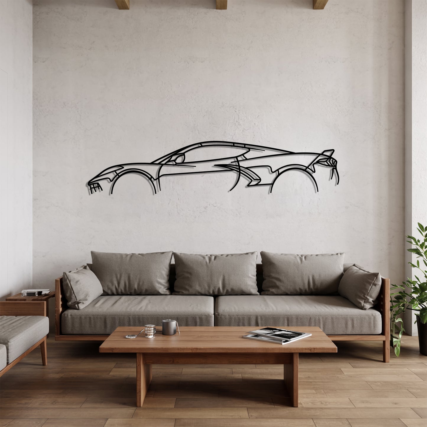 Corvette C8 Detailed - Car Metal Silhouette Wall Art - Car Enthusiast Gift - Laser-cut Garage Decor