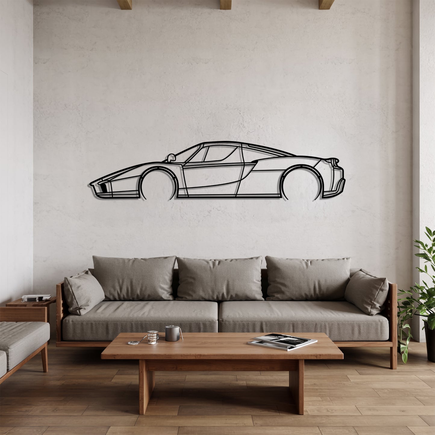 Enzo Detailed - Car Metal Silhouette Wall Art - Car Enthusiast Gift - Laser-cut Garage Decor