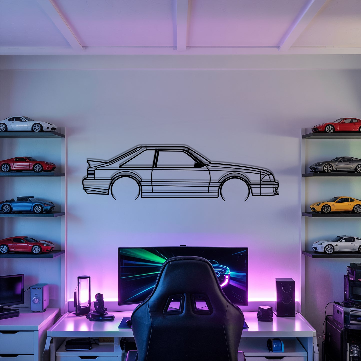 Mustang 1991 Detailed - Car Metal Silhouette Wall Art - Car Enthusiast Gift - Laser-cut Garage Decor