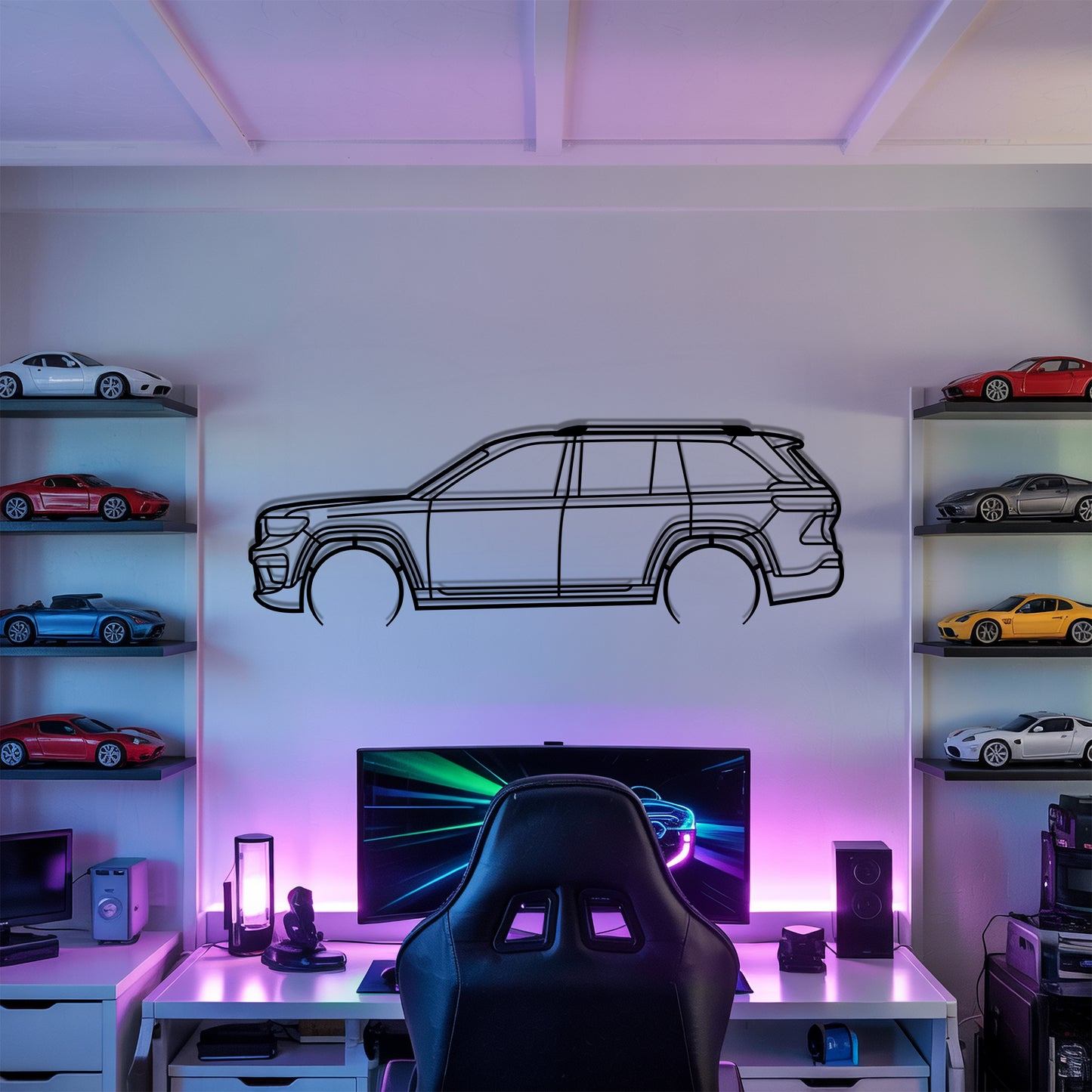 Grand Cherokee V Detailed - Car Metal Silhouette Wall Art - Car Enthusiast Gift - Laser-cut Garage Decor