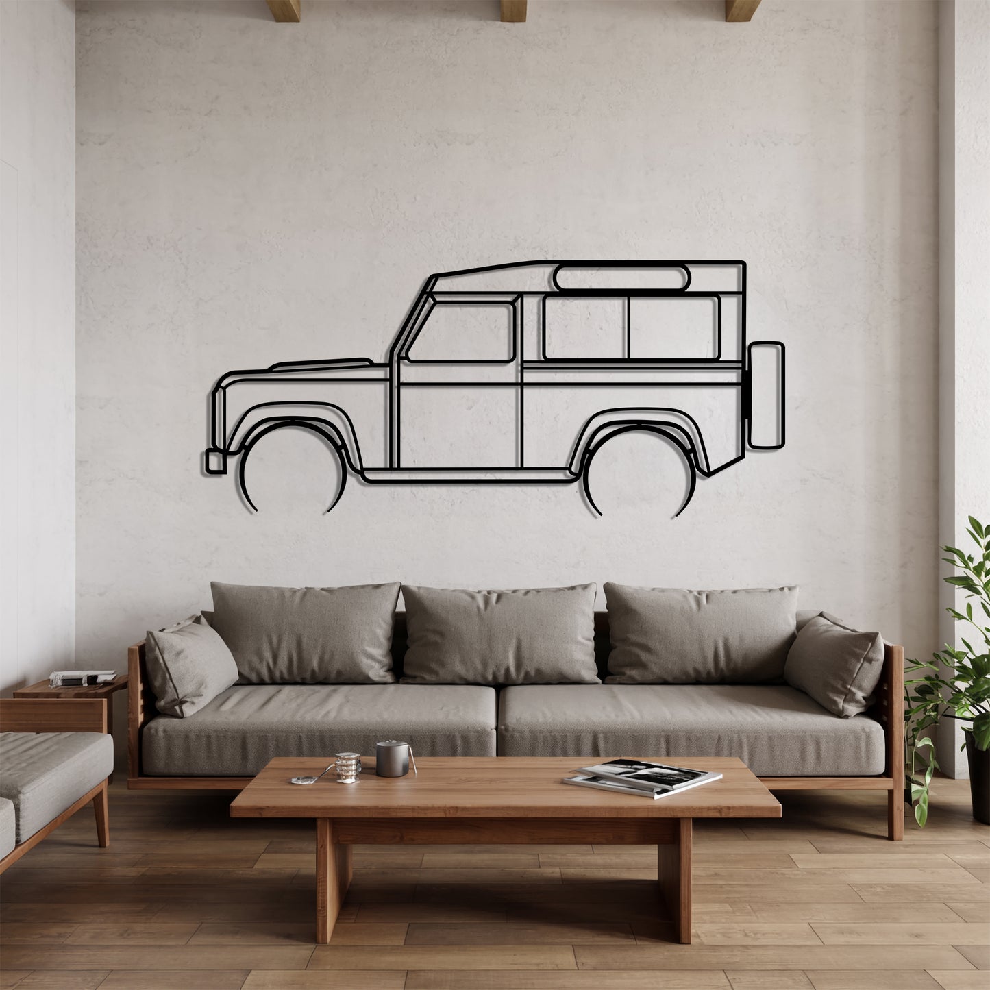 Defender 90 Detailed - Car Metal Silhouette Wall Art - Car Enthusiast Gift - Laser-cut Garage Decor