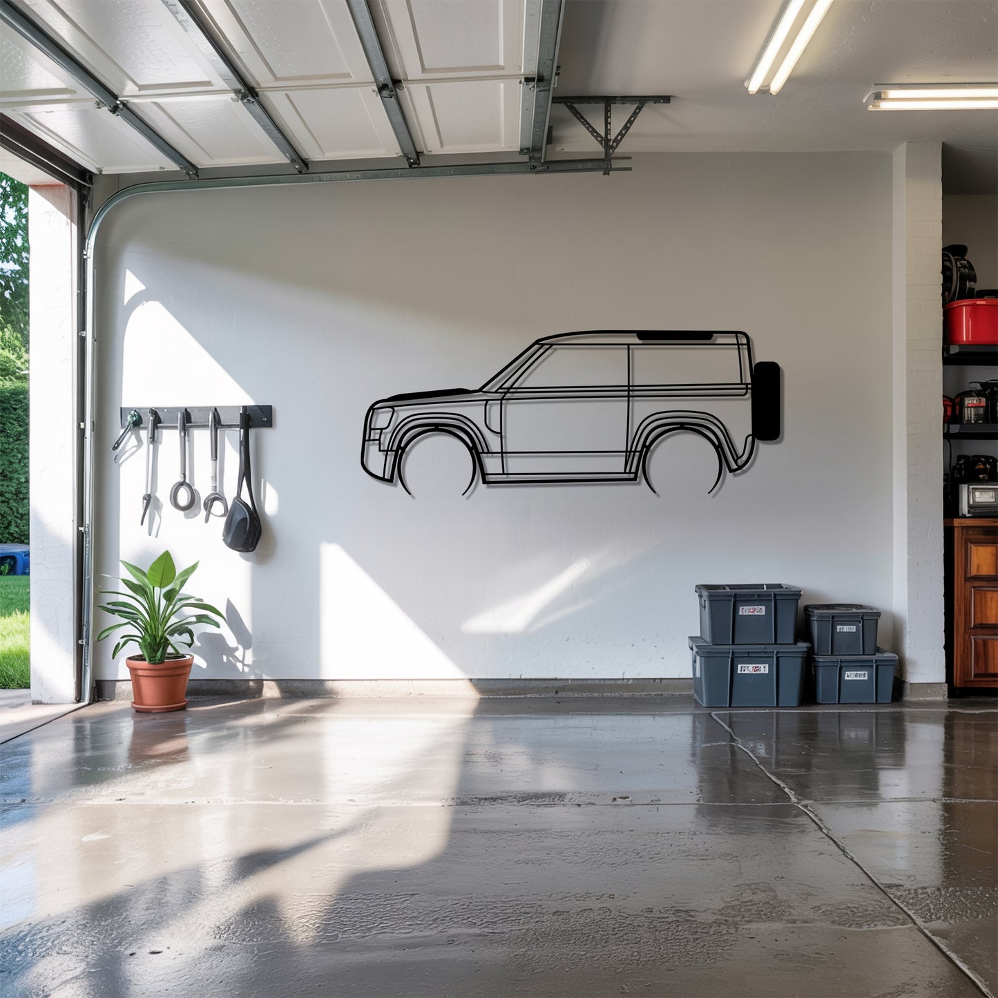 Defender II 90 Detailed - Car Metal Silhouette Wall Art - Car Enthusiast Gift - Laser-cut Garage Decor