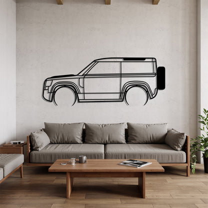 Defender II 90 Detailed - Car Metal Silhouette Wall Art - Car Enthusiast Gift - Laser-cut Garage Decor