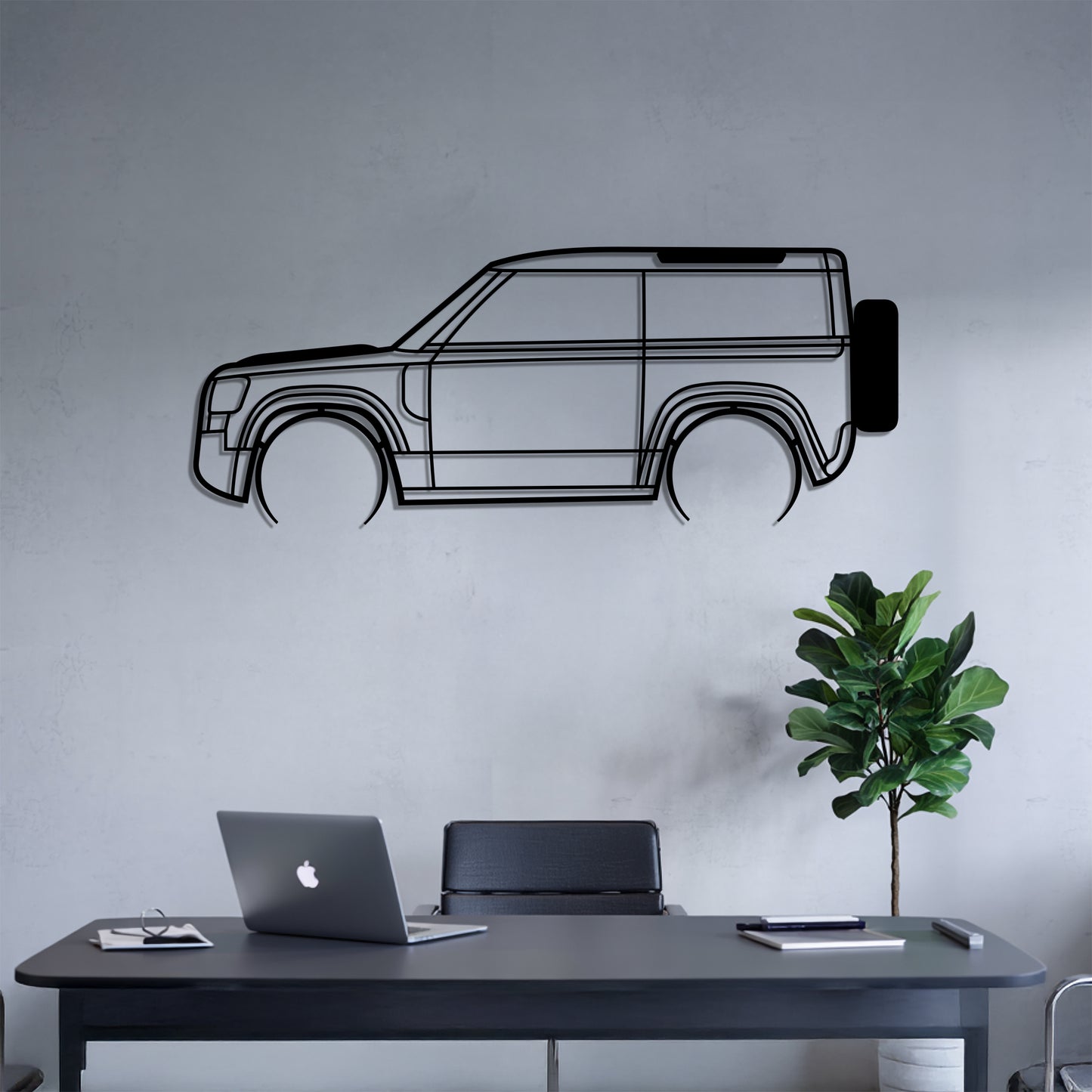 Defender II 90 Detailed - Car Metal Silhouette Wall Art - Car Enthusiast Gift - Laser-cut Garage Decor