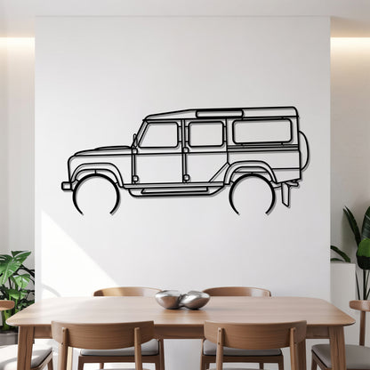 Defender profil Detailed - Car Metal Silhouette Wall Art - Car Enthusiast Gift - Laser-cut Garage Decor