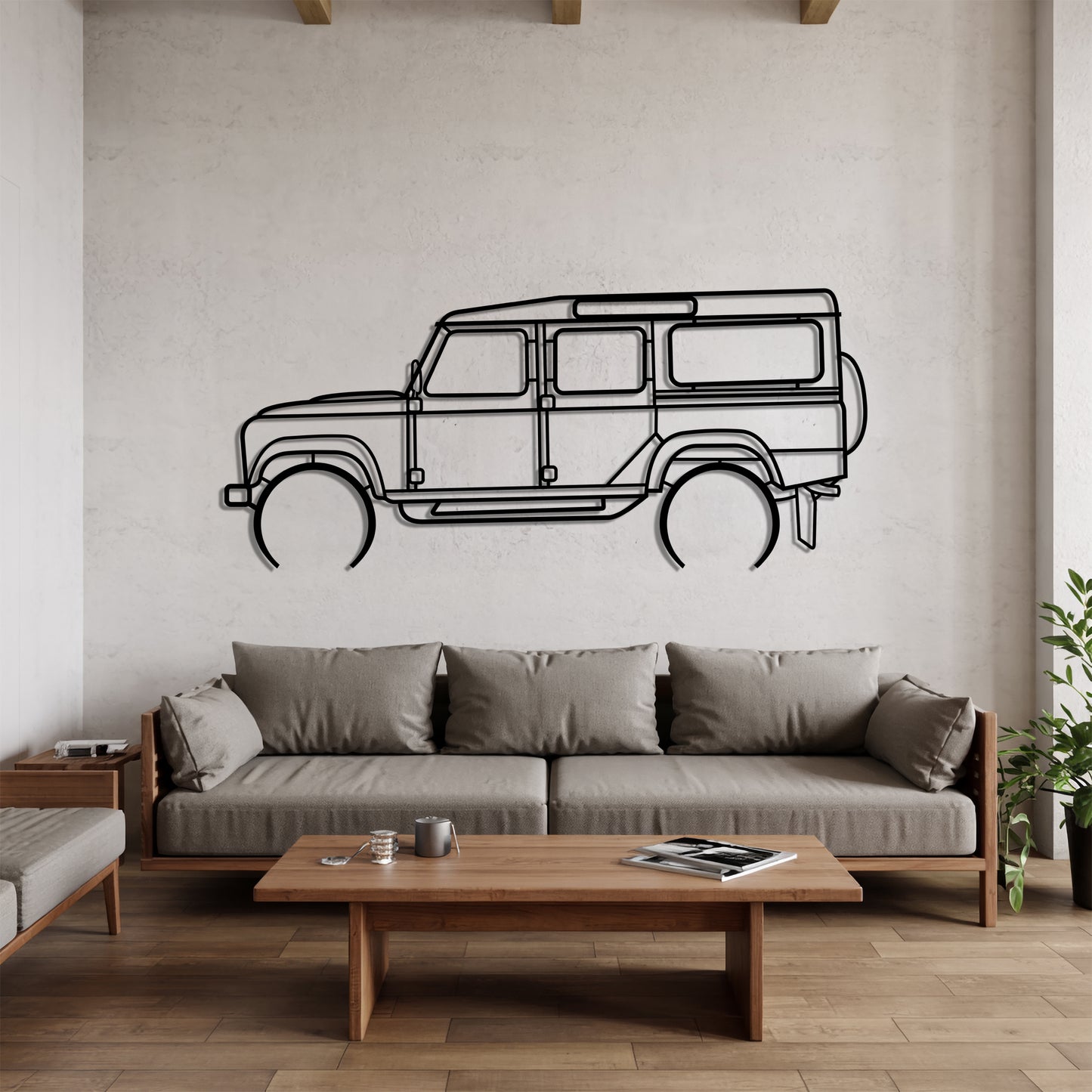 Defender profil Detailed - Car Metal Silhouette Wall Art - Car Enthusiast Gift - Laser-cut Garage Decor