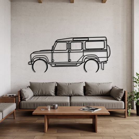 Defender profil Detailed - Car Metal Silhouette Wall Art - Car Enthusiast Gift - Laser-cut Garage Decor