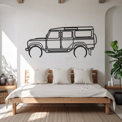 Defender profil Detailed - Car Metal Silhouette Wall Art - Car Enthusiast Gift - Laser-cut Garage Decor