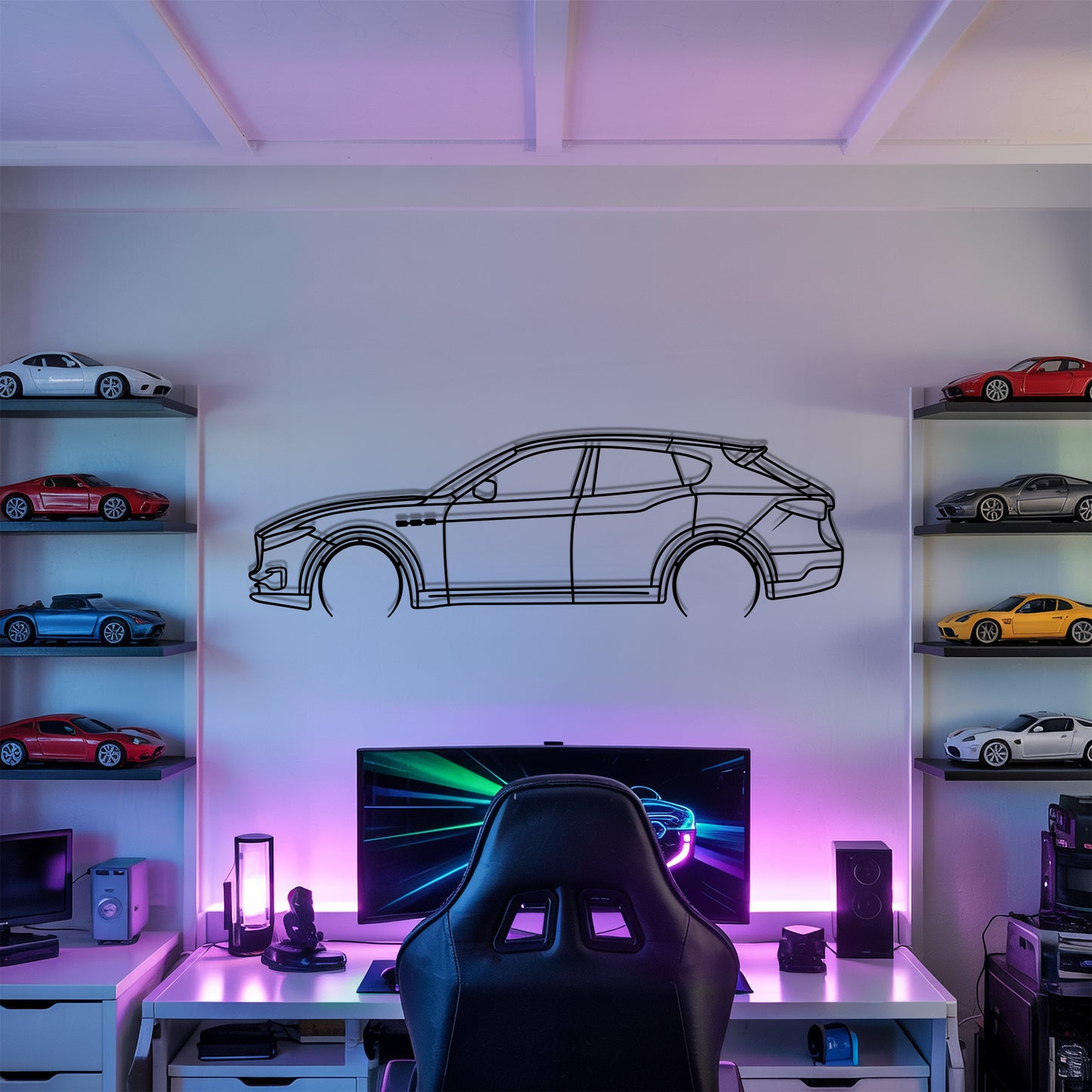 Levante Detailed - Car Metal Silhouette Wall Art - Car Enthusiast Gift - Laser-cut Garage Decor