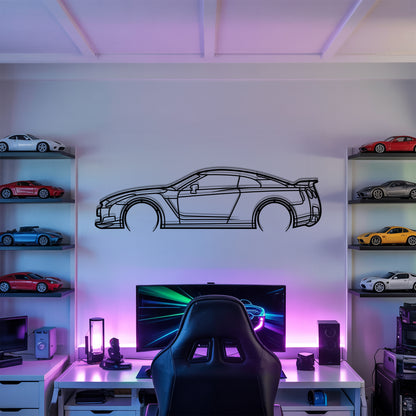 GTR R35 Detailed - Car Metal Silhouette Wall Art - Car Enthusiast Gift - Laser-cut Garage Decor