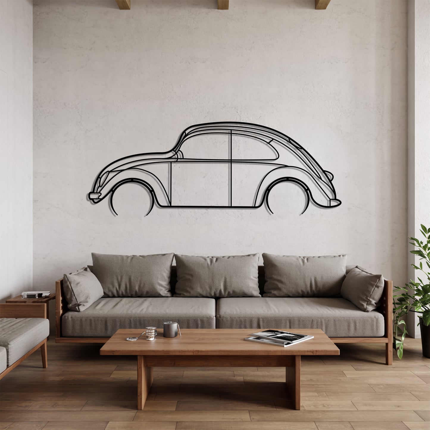 Beetle Detailed - Car Metal Silhouette Wall Art - Car Enthusiast Gift - Laser-cut Garage Decor