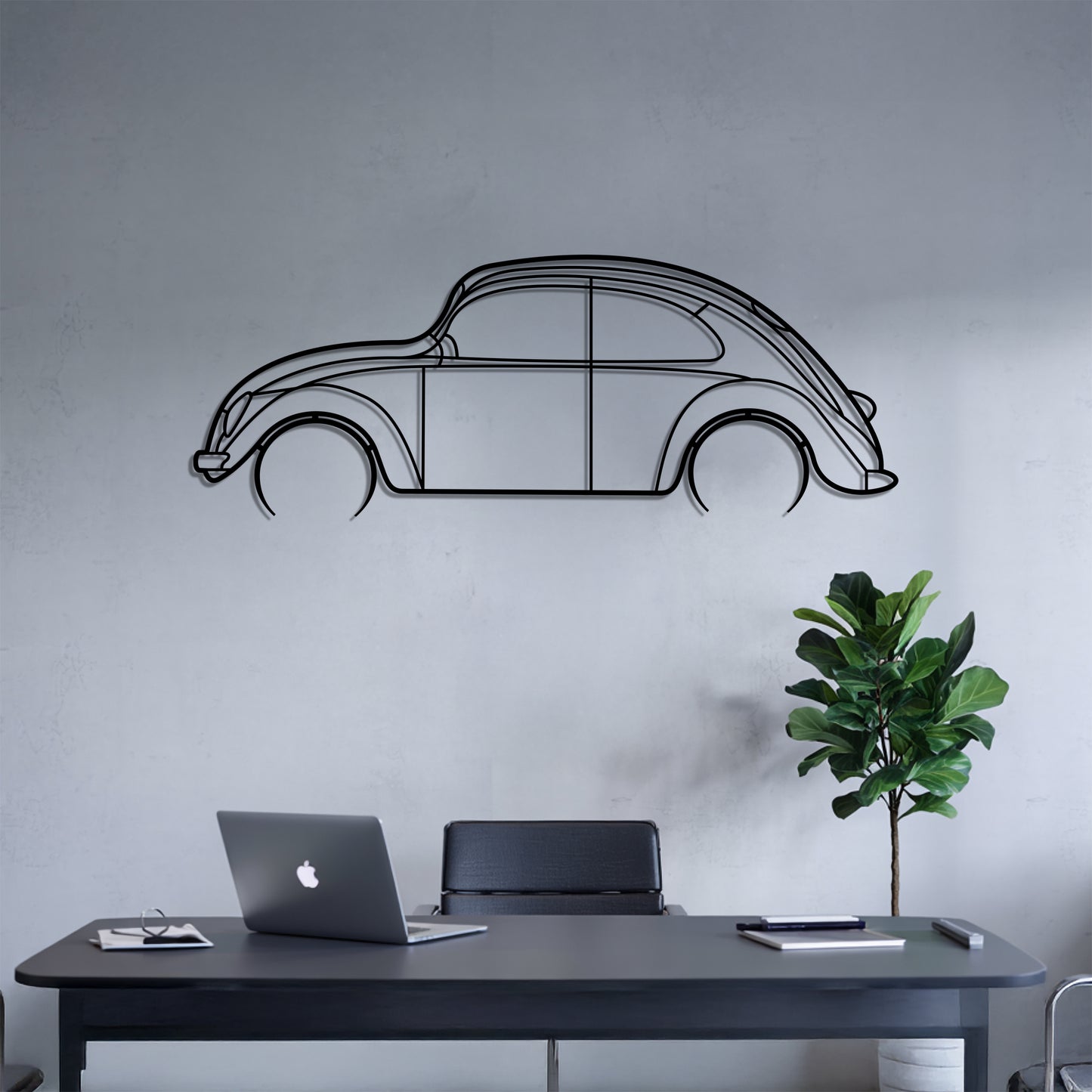 Beetle Detailed - Car Metal Silhouette Wall Art - Car Enthusiast Gift - Laser-cut Garage Decor