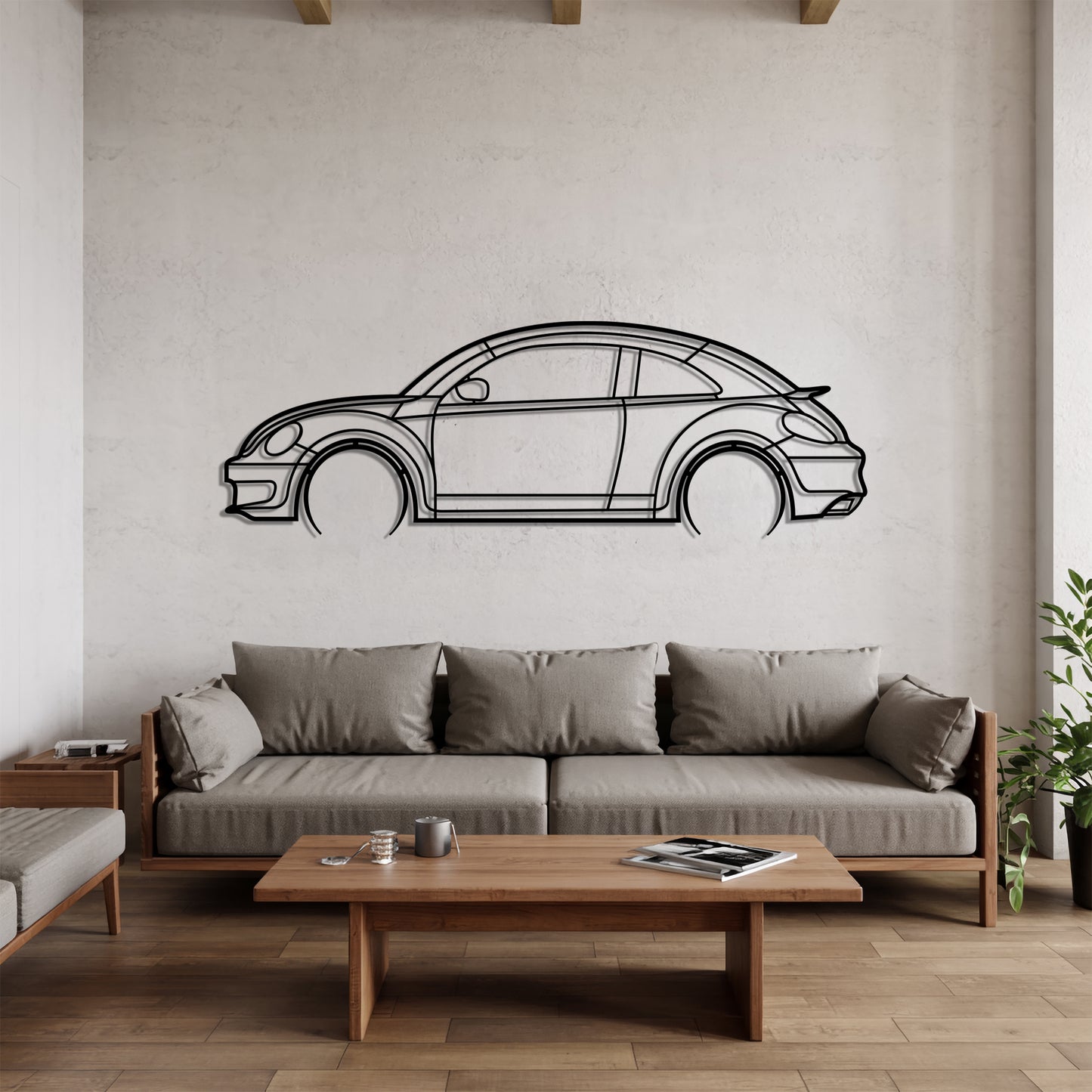 Beetle Turbo Detailed - Car Metal Silhouette Wall Art - Car Enthusiast Gift - Laser-cut Garage Decor