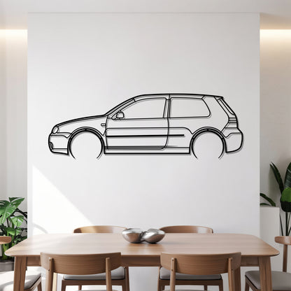 Golf IV R32 Detailed - Car Metal Silhouette Wall Art - Car Enthusiast Gift - Laser-cut Garage Decor