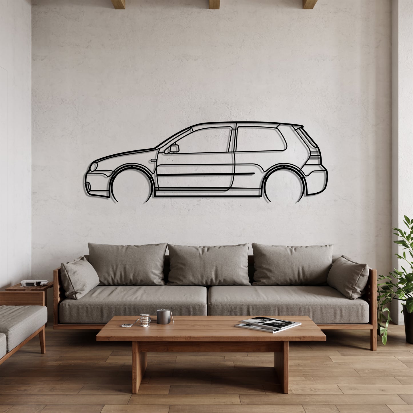 Golf IV R32 Detailed - Car Metal Silhouette Wall Art - Car Enthusiast Gift - Laser-cut Garage Decor