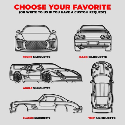 Custom Car Silhouette - Metal Wall Art