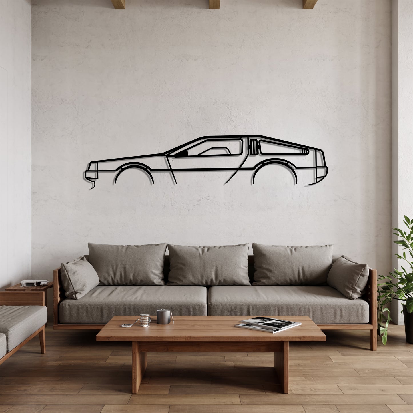 DeLorean Detailed - Car Metal Silhouette Wall Art - Car Enthusiast Gift - Laser-cut Garage Decor