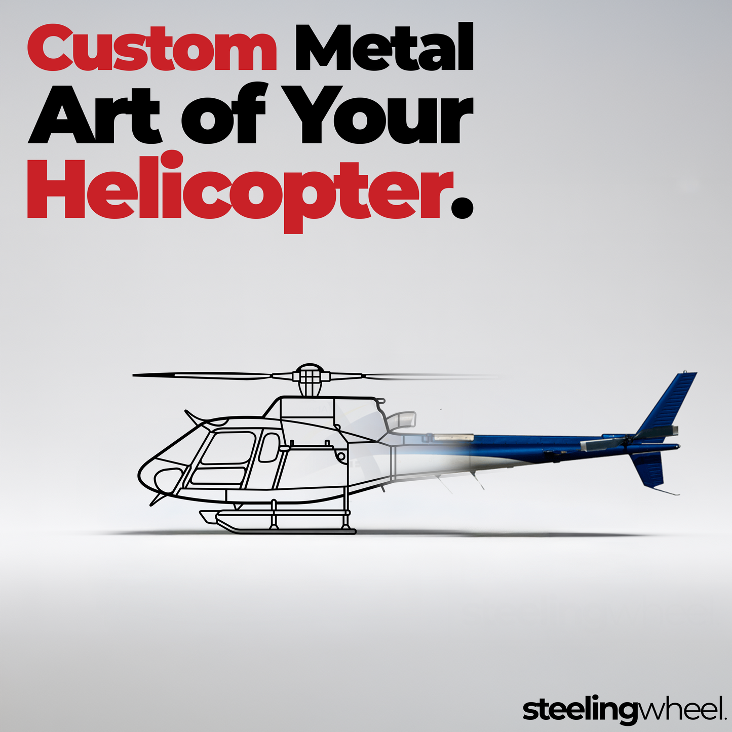 Custom Helicopter Silhouette - Metal Wall Art